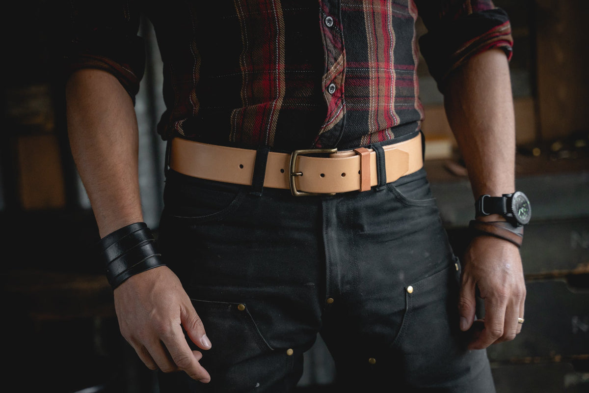 thick black full grain leather belt handnmade durable work belts