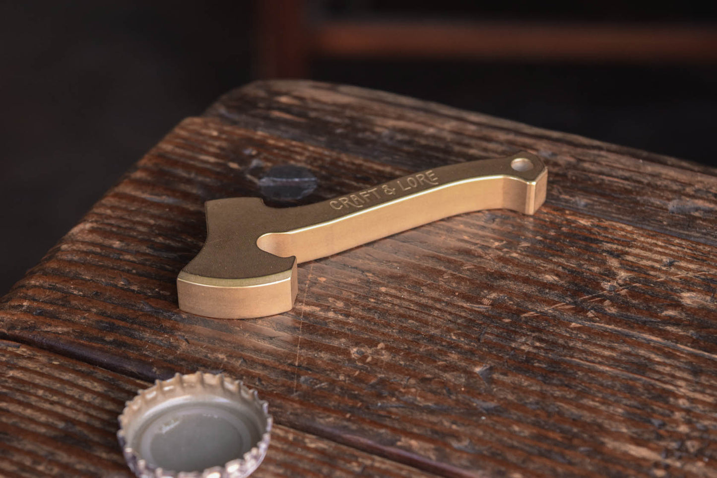 Bottle Opener Axe Solid Brass USA made EDC Everyday Carry Craft and Lore Quality Machined PNW Northwest 