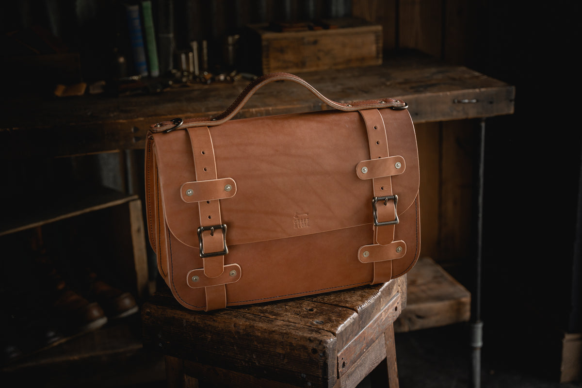 Inlander Briefcase Rugged Thick leather bag business travel laptop paperwork durable heirloom quality USA American made