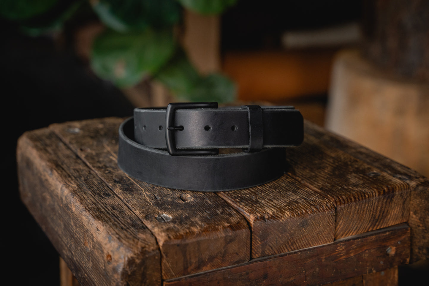 Blackout Leather Belt Black Rugged Thick Gun Durable Quality Handmade USA