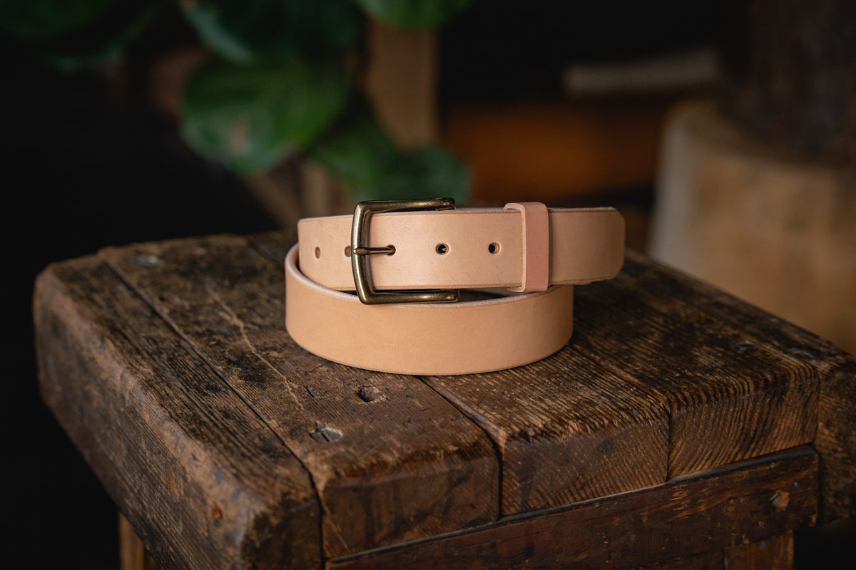 Craft Belt Natural Veg Thick Leather Handmade Durable Rugged Patina Craft and Lore