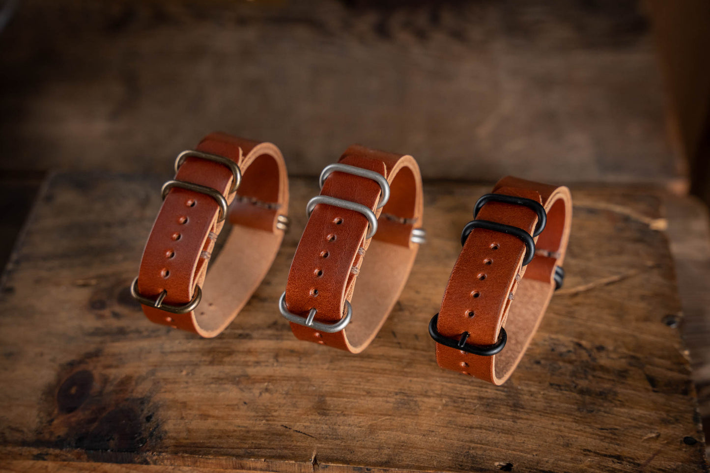 Handmade Leather NATO Watch Strap USA quality buttero vegetable tanned