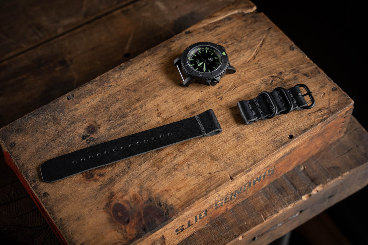 Handmade leather watch straps vegetable tanned durable rugged thick sturdy