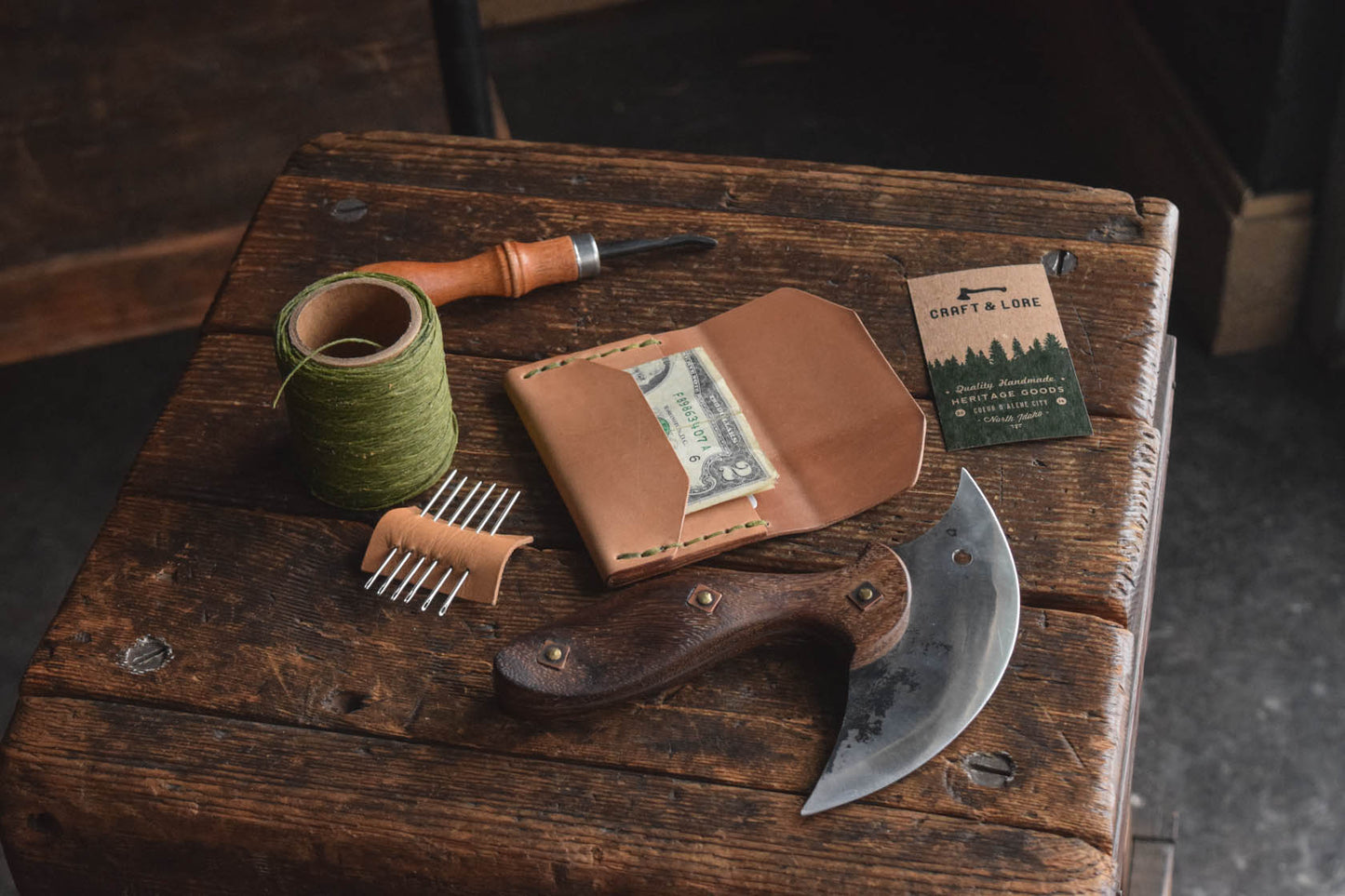 Horween Shell Cordovan Enfold Card Wallet by Craft and Lore Handmade