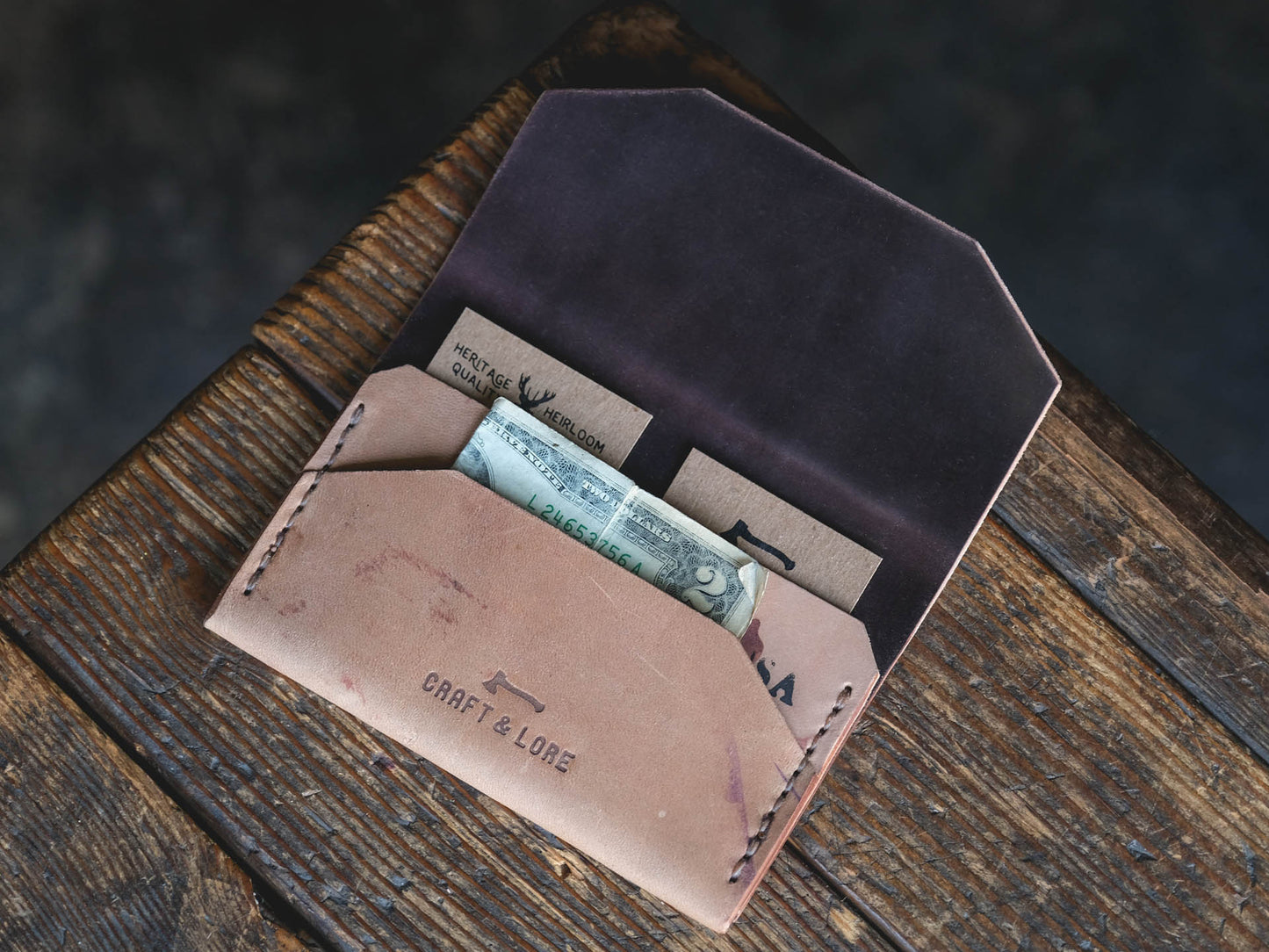 Enfold Wallet Horween Shell Cordovan handmade leather quality durable unique alternative design pnw craftsmanship